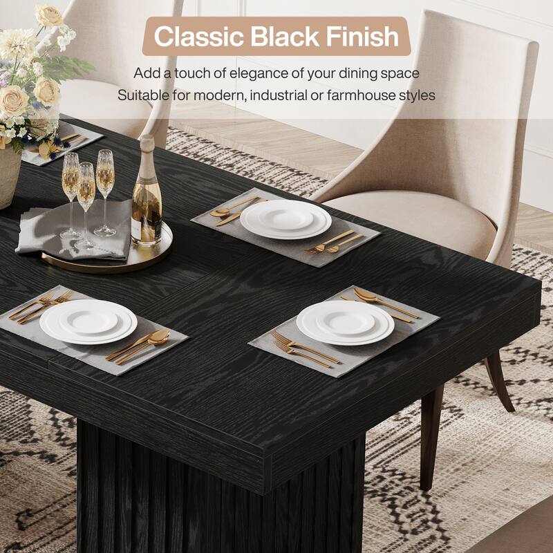 63 Inch Modern Black Dining Table for Kitchen, Dining Room - 62.99" L x 31.5" W x 30.71" H