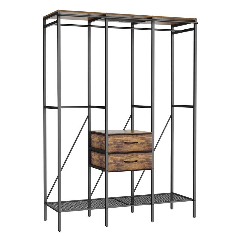 Freestanding Clothing Organizer Stand Wardrobe with Hanging Rails - 59"x20"x84"