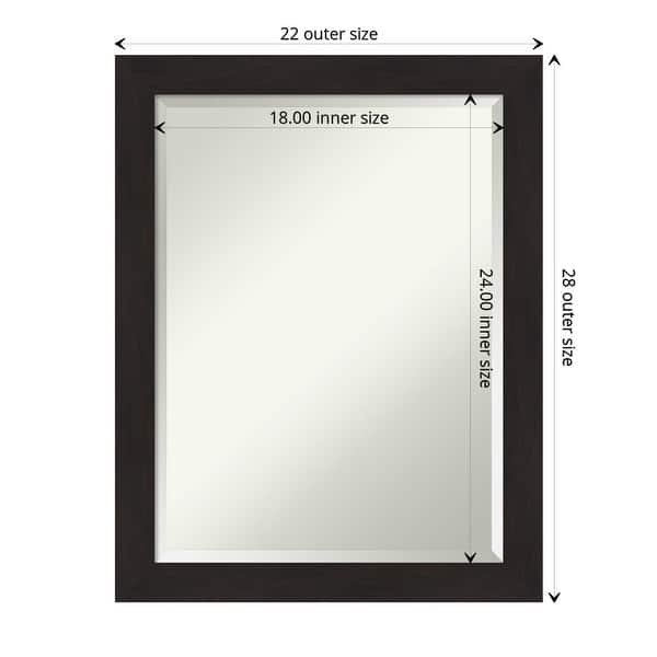 dimension image slide 3 of 6, Beveled Bathroom Wall Mirror - Furniture Espresso Narrow Frame