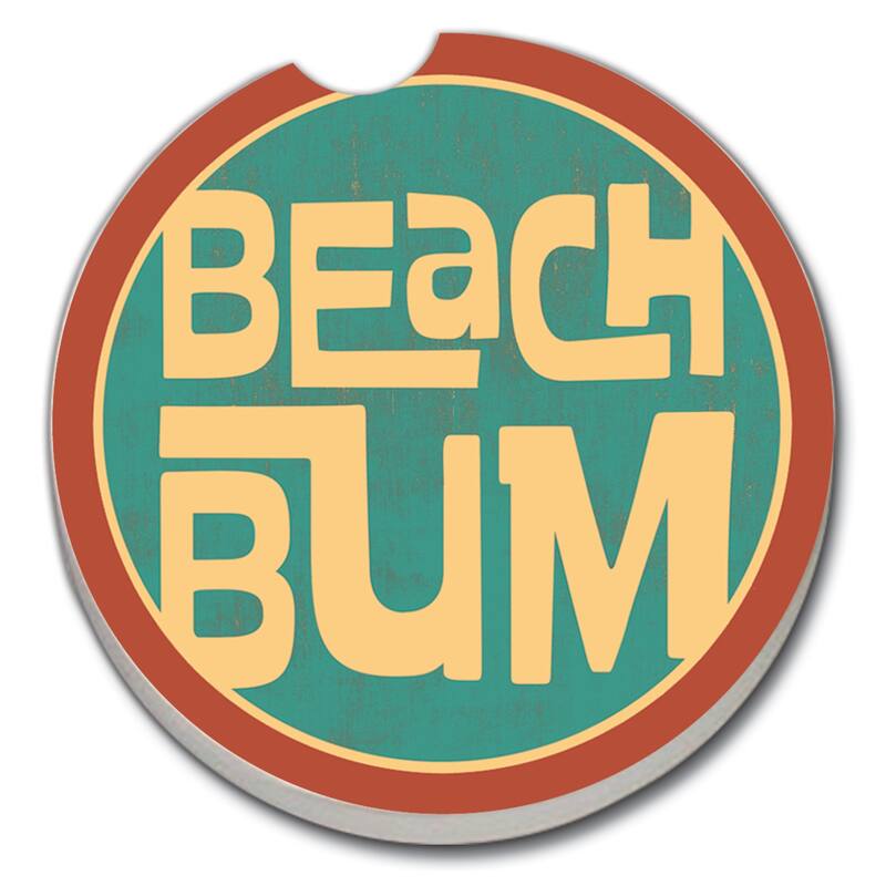 Counterart Absorbent Stoneware Car Coaster, Beach Bum, Set of 2 - 2.5