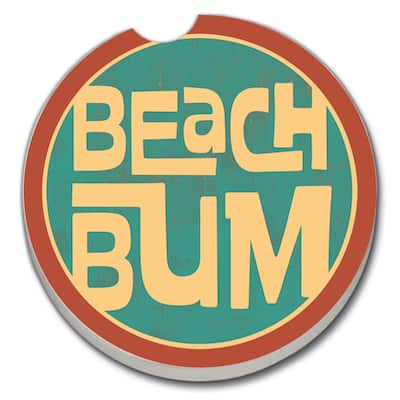 Counterart Absorbent Stoneware Car Coaster, Beach Bum, Set of 2 - 2.5