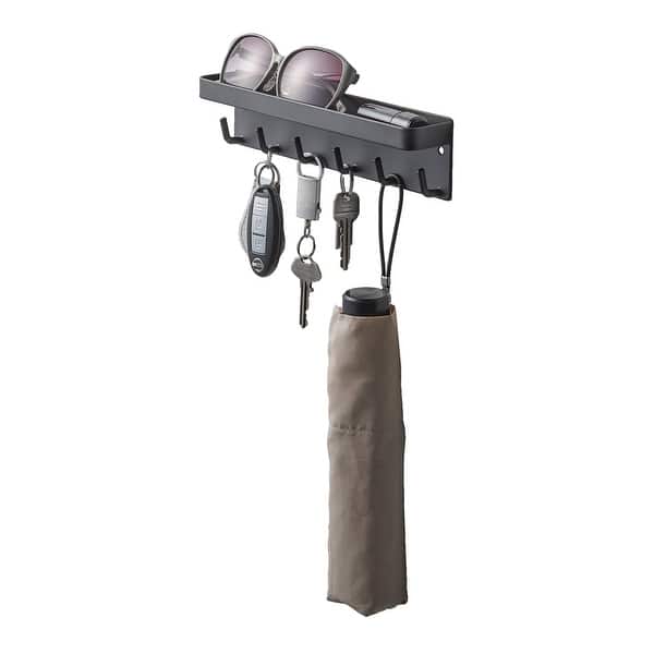 slide 2 of 8, Yamazaki Home Magnetic Key Rack, Steel, Holds 4.4 lbs - L 1.77 x W 9.65 x H 2.36 inches Black