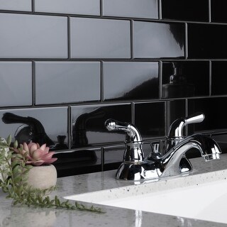 Merola Tile Crown Heights 3" x 6" Glossy Black Ceramic Wall Tile