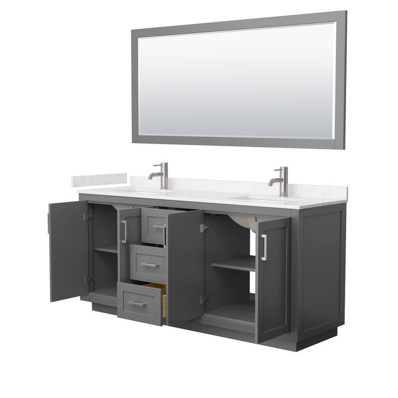Miranda Double Vanity Set, Cultured Marble Top, 70-Inch Mirror