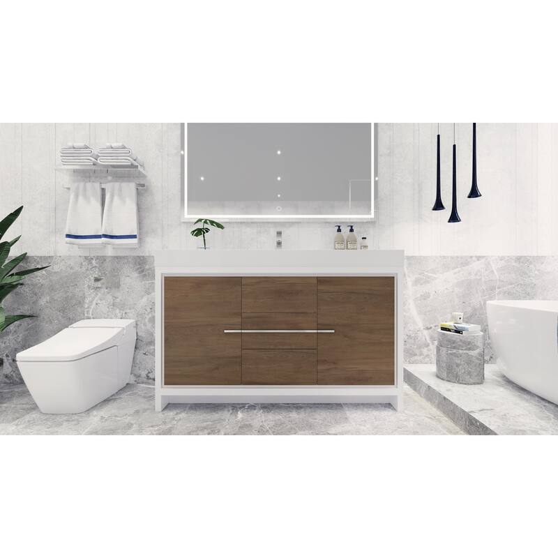 Dove 60'' Freestanding Vanity with Single Reinforced Acrylic Sink