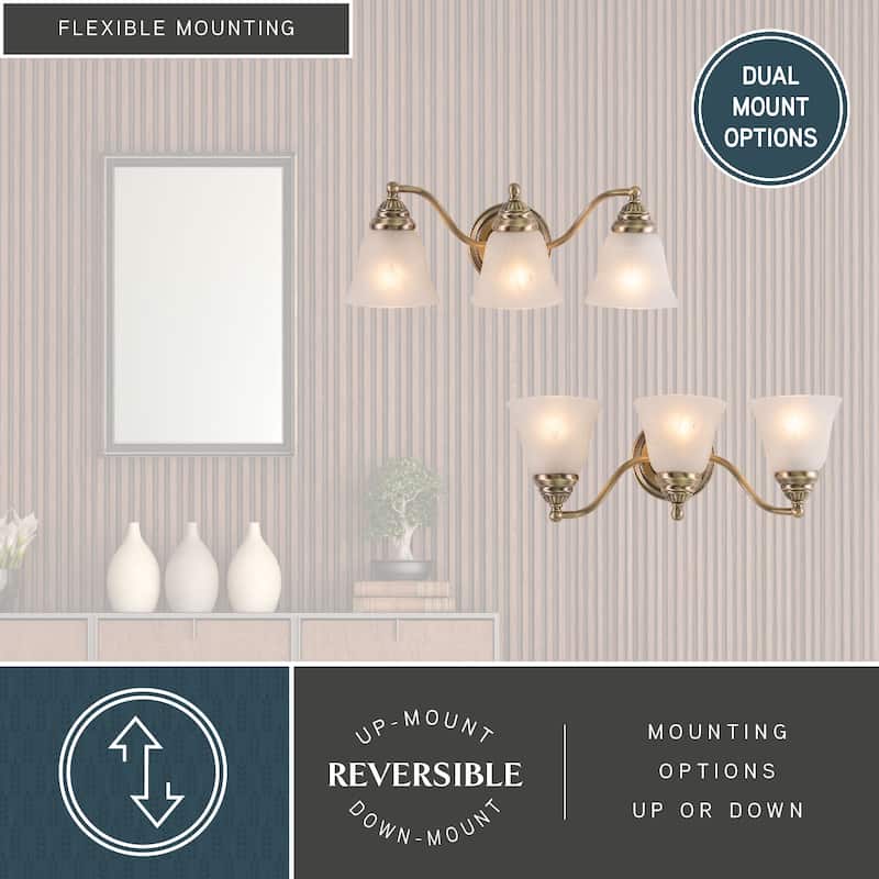 Standford 3 Light Brass Bathroom Vanity Fixture - 19-in W x 7-in H x 7-in D