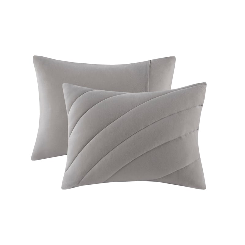2 PCS Twin/Twin XL Poly Jersey Puffy Comforter Set Gray