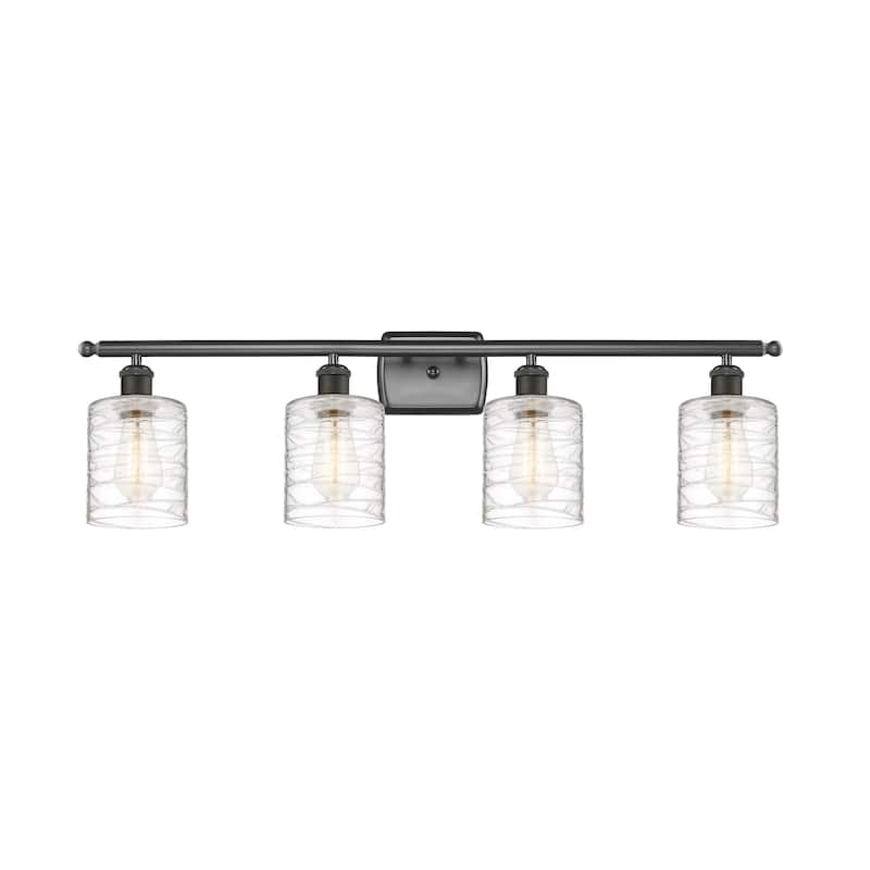 Innovations Lighting Ballston Cobbleskill - 4 Light 36" Bath Vanity Light - Deco Swirl/Oil Rubbed Bronze Finish