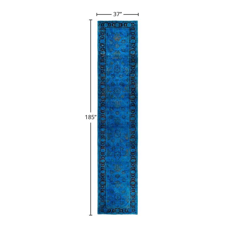Contemporary Overdyed Wool Hand Knotted Runner - 3' 1" x 15' 5"