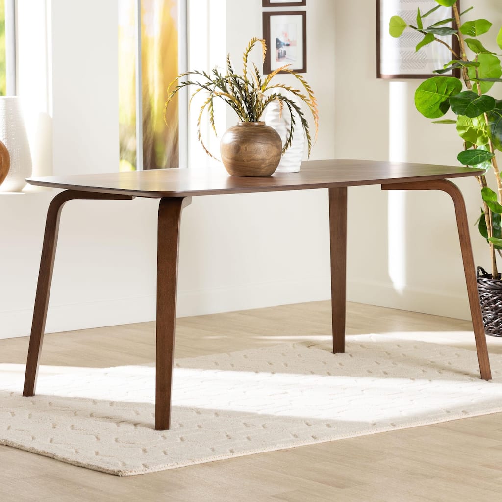 Billie Wood Dining Table - Bentwood Leg Table with Rectangular Top, Mid-Century Style Centerpiece Seats 4-6 in Dining Room