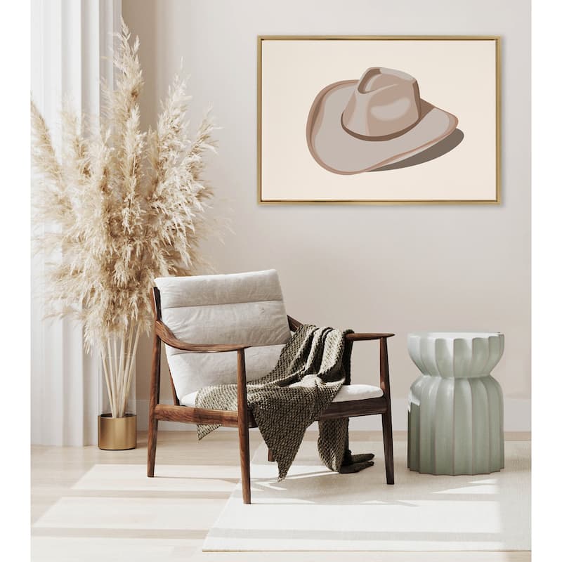 Sylvie Cowgirl Hat Landscape Framed Canvas by Honey Island Studio