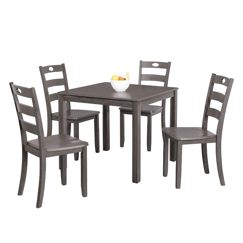 Farmhouse Gray Solid Wood 5-piece Dining Table Set