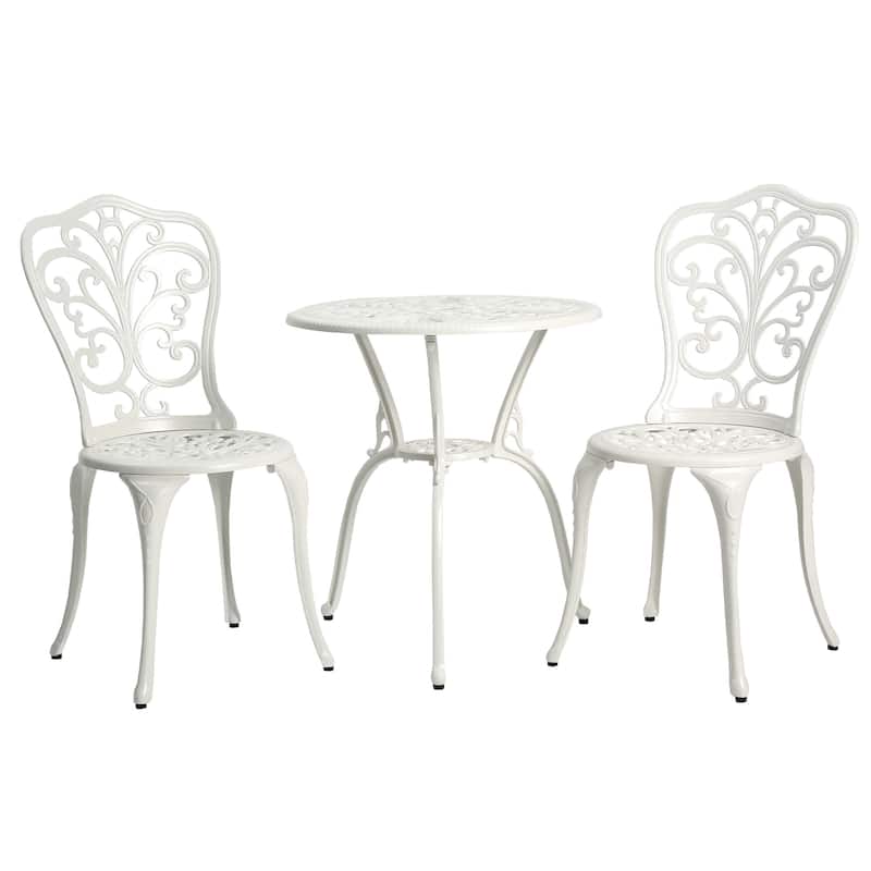 3-Piece Aluminum Outdoor Patio All Weather Butterfly Chairs and Bistro Table with Umbrella Hole
