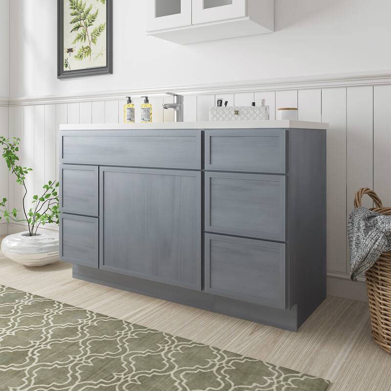 Vanity Art 51" Birch Freestanding Bathroom Vanity Cabinet without Top