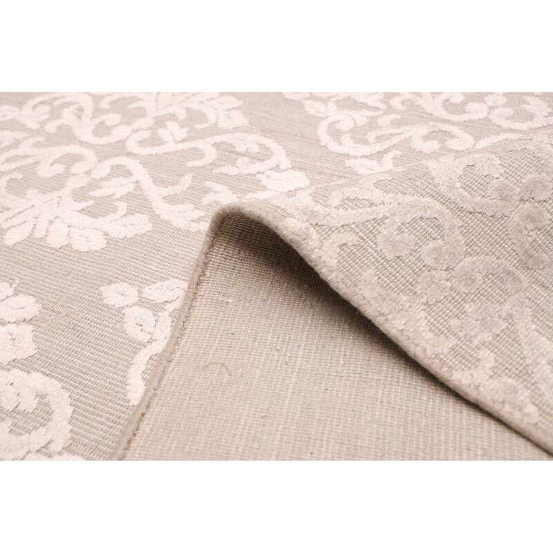 ECARPETGALLERY Hand Loomed Elysian Light Grey Viscose, Wool Rug - 8'1 x 11'7