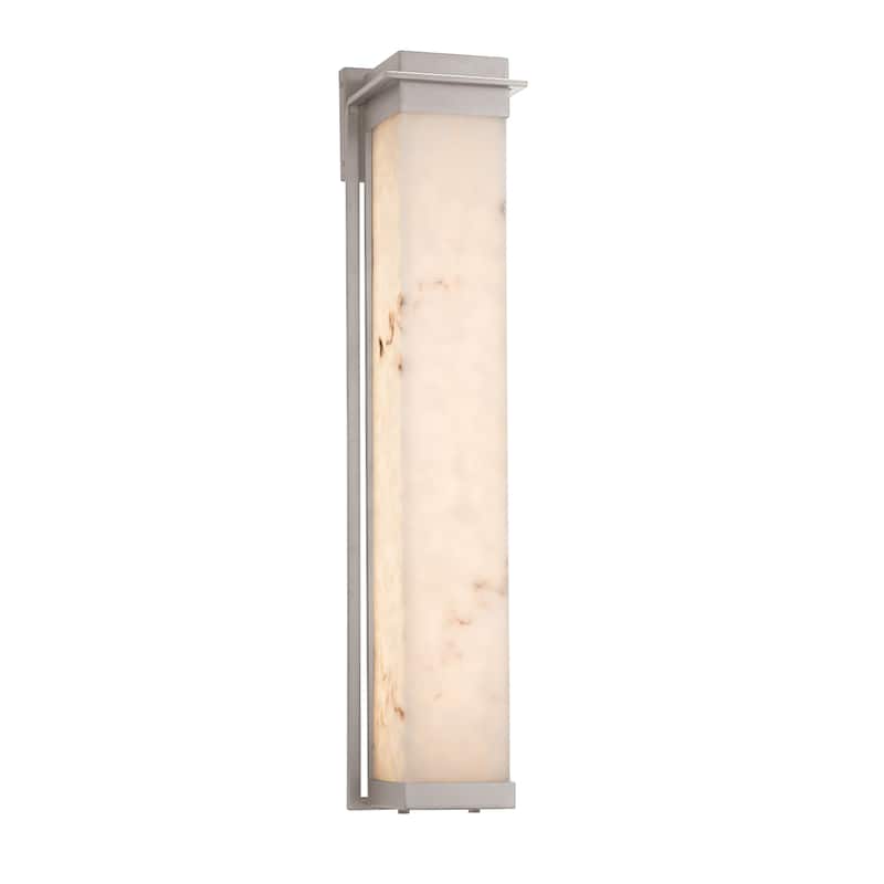 Justice Design LumenAria Pacific 36-inch Brushed Nickel LED Outdoor Wall Sconce, Faux Alabaster Shade