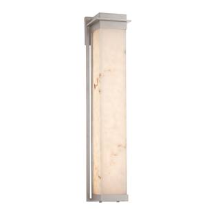 Justice Design LumenAria Pacific 36-inch Brushed Nickel LED Outdoor Wall Sconce, Faux Alabaster Shade