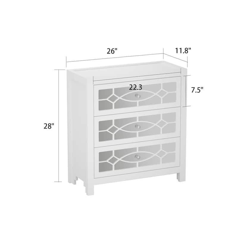 26"W Chest, Mirrored Nightstand, Side Cabinet,Beside Table