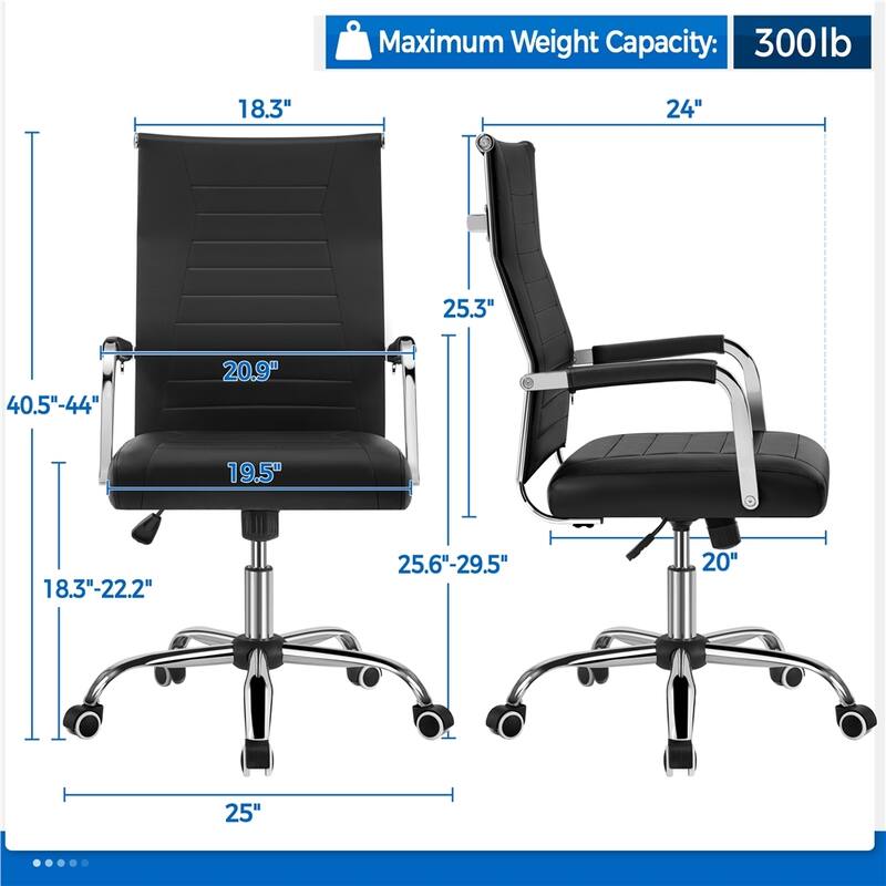 Yaheetech Modern Faux Leather Office Desk Chair with Metal Base - N/A