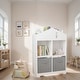 preview thumbnail 1 of 8, 2-Tier Kids Bookcase with Storage and Collapsible Fabric Drawers