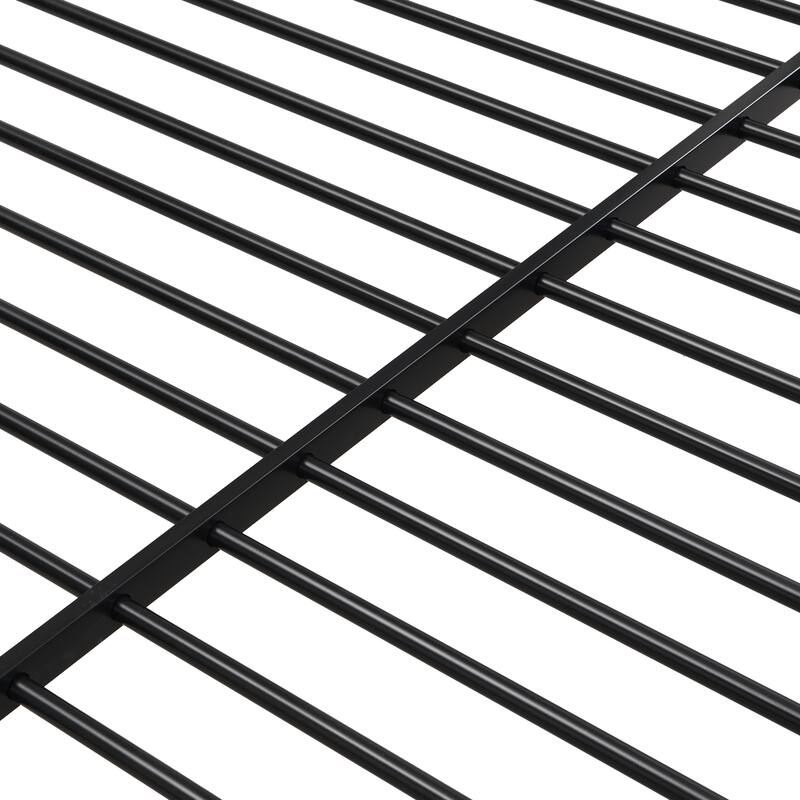 Twin Over Full Triple Bunk Beds with Trundle, Metal Bunkbeds w/Ladder & Full-Length Guardrail, Noise Free, No Box Spring Needed