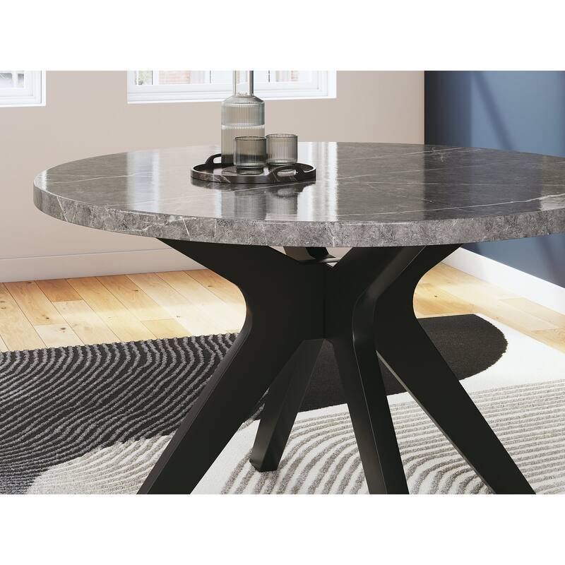 Signature Design by Ashley Glinari Gray/Black Dining Table - 48" W x 48" D x 30" H
