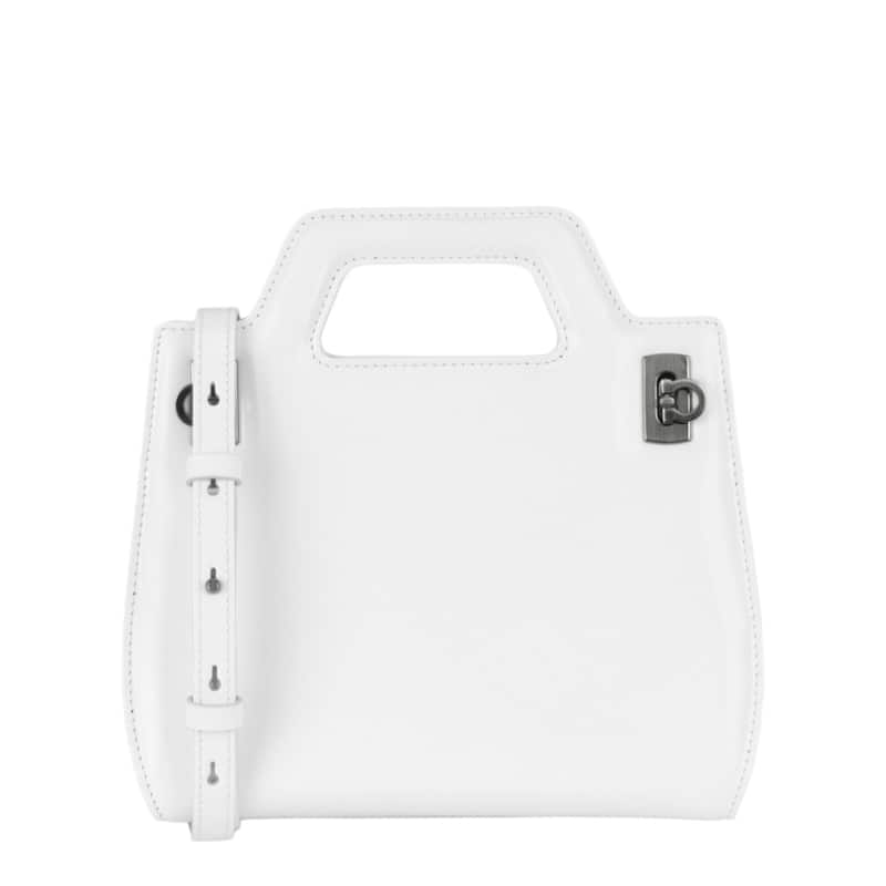 Ferragamo Mini Wanda Leather Top-Handle Bag - White