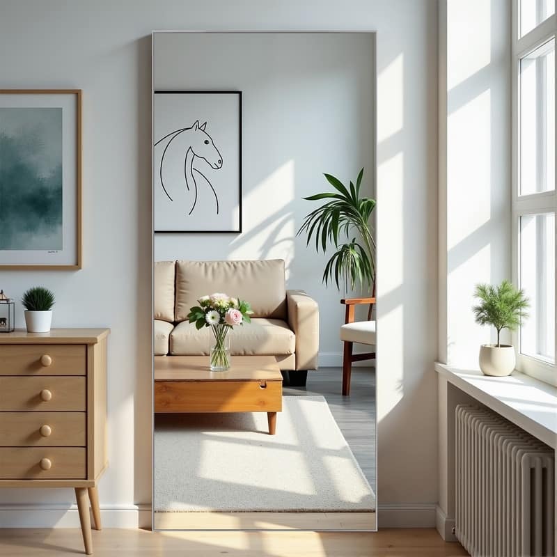 Full Length Free Standing Body Mirror Metal Framed Wall Mirror Large Floor Mirror