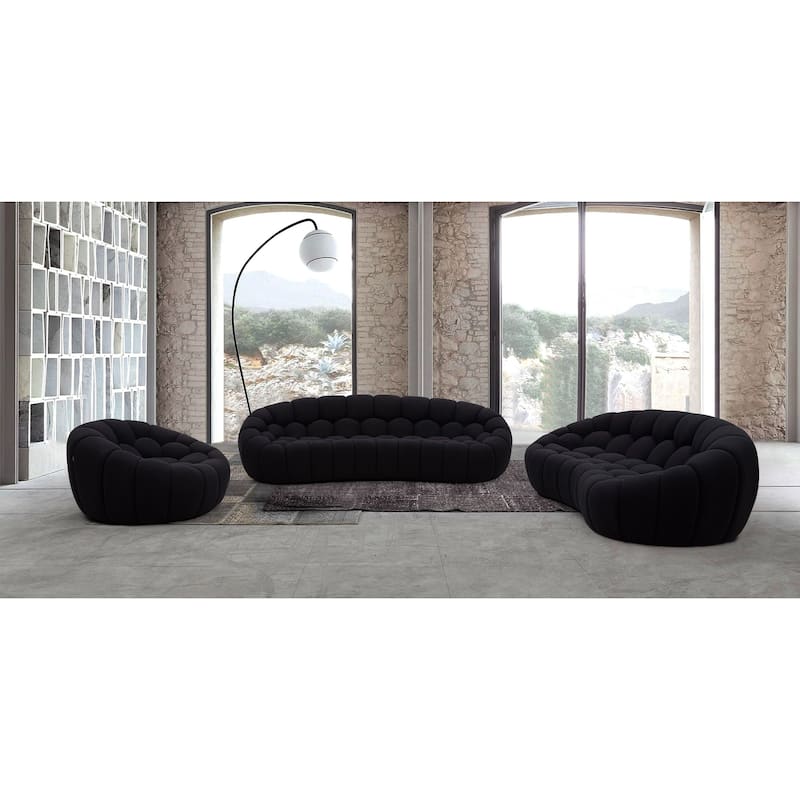 Divani Casa Yolonda Modern Curved Black Fabric Sofa