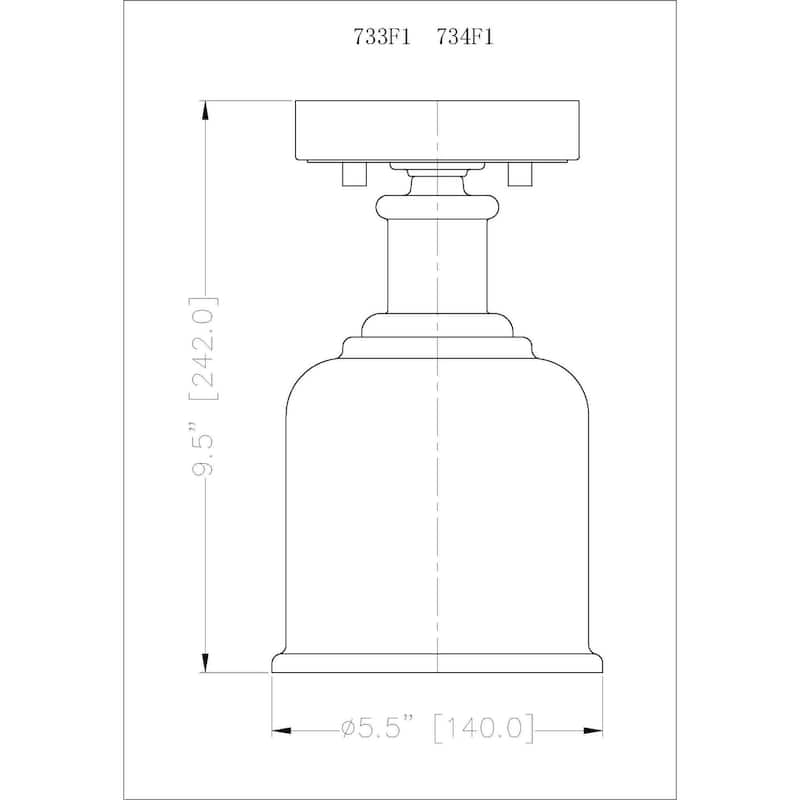 Z-Lite 733F1 Bryant 6" Wide Semi-Flush Ceiling Fixture