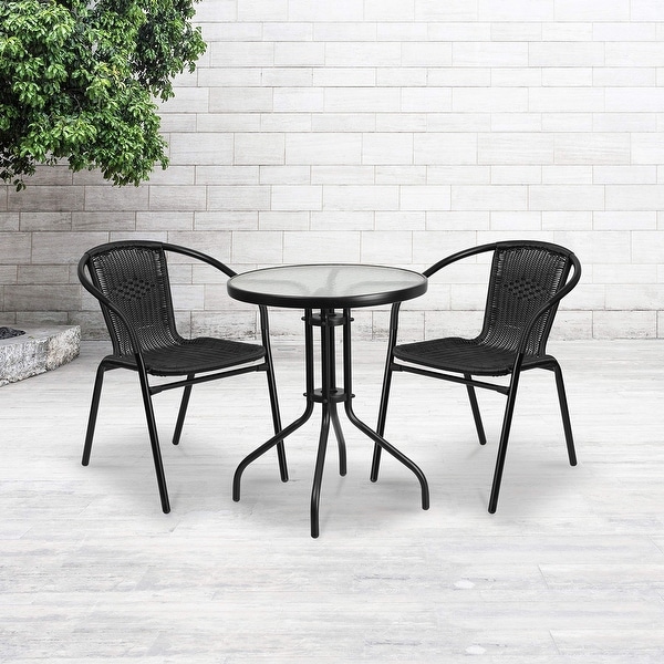 4 Pack Black Rattan Indoor Outdoor Restaurant Stack Chair Bed Bath Beyond 40393267