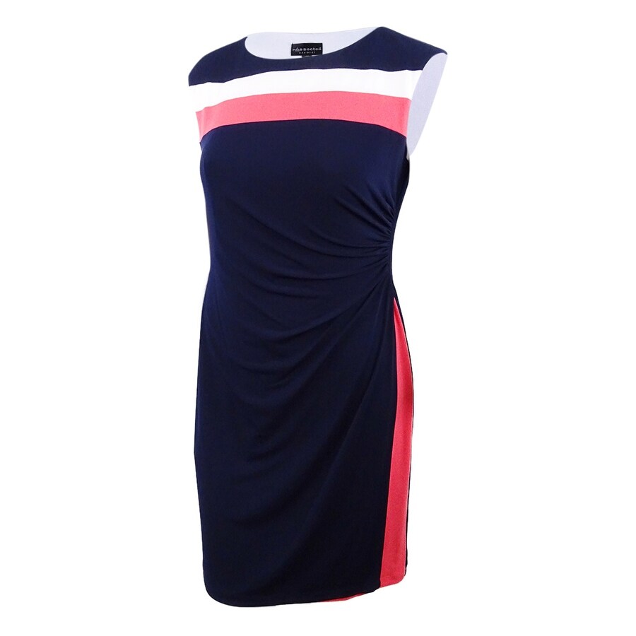 women's navy and coral dress