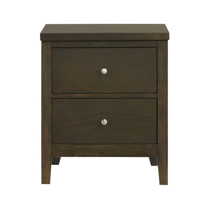 2 Drawers Wooden Nightstand with Brushed Nickel Hardware in Dark Cocoa - Dark Cocoa - 2-drawer