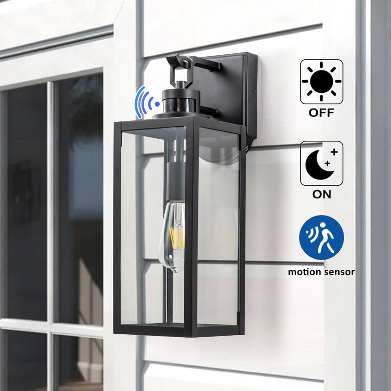 C Cattleya 1-Light Motion Sensor Dusk to Dawn Outdoor Wall Light Sconce with Adjustable Sensitivity and Timer