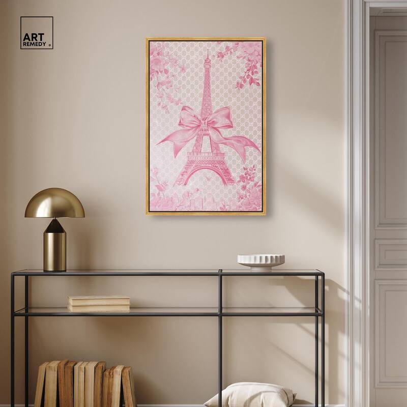 Ribbon Eiffel Tower Canvas by Art Remedy