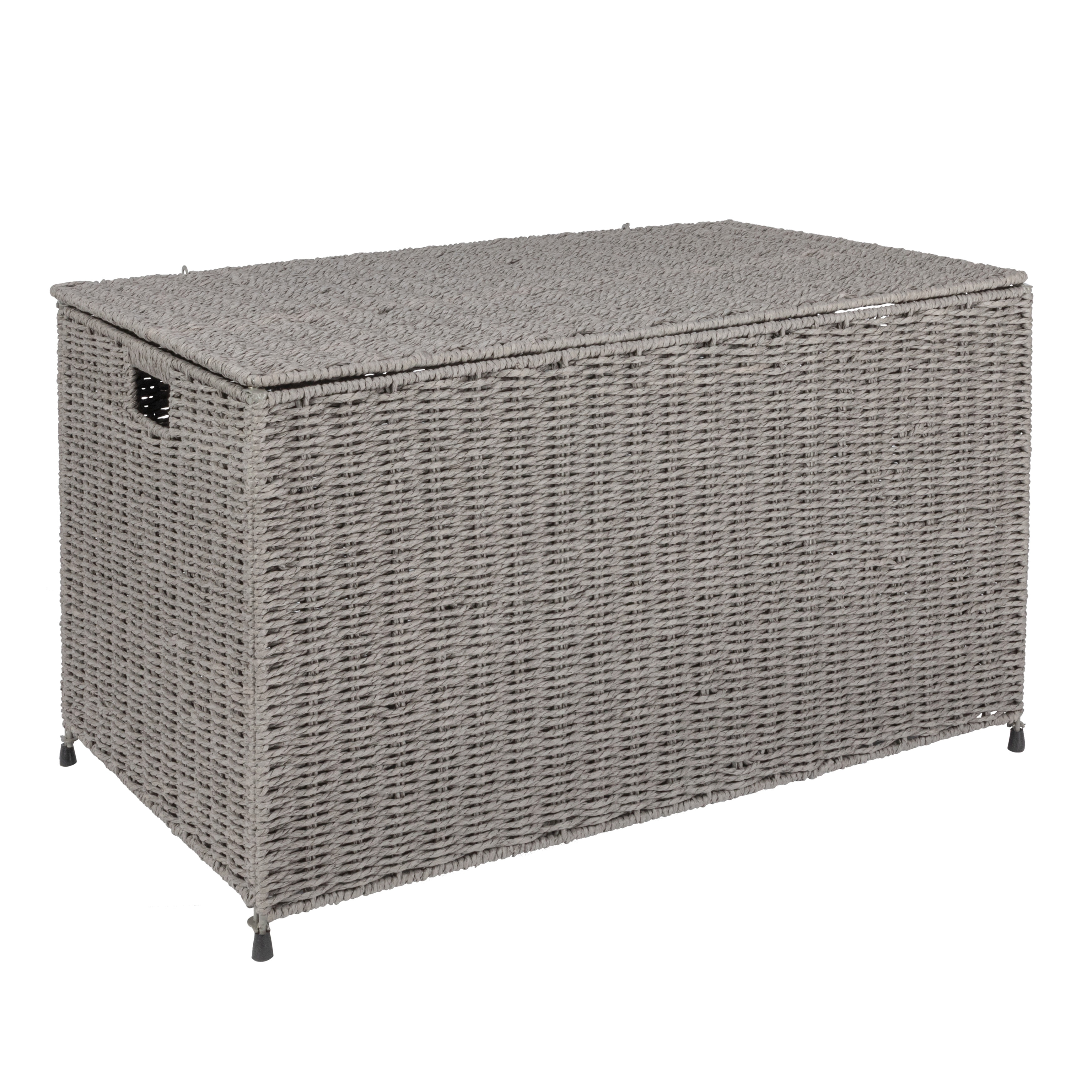 Household Essentials Woven Paper Rope Storage Chest with Hinged Lid and Integrated Handles - 27.0"L x 16.9"W x 15.9"H
