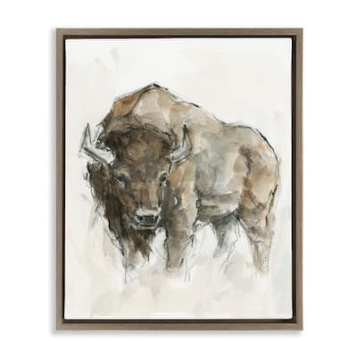 Stupell Western American Buffalo Brown Country Animal Floater Frame