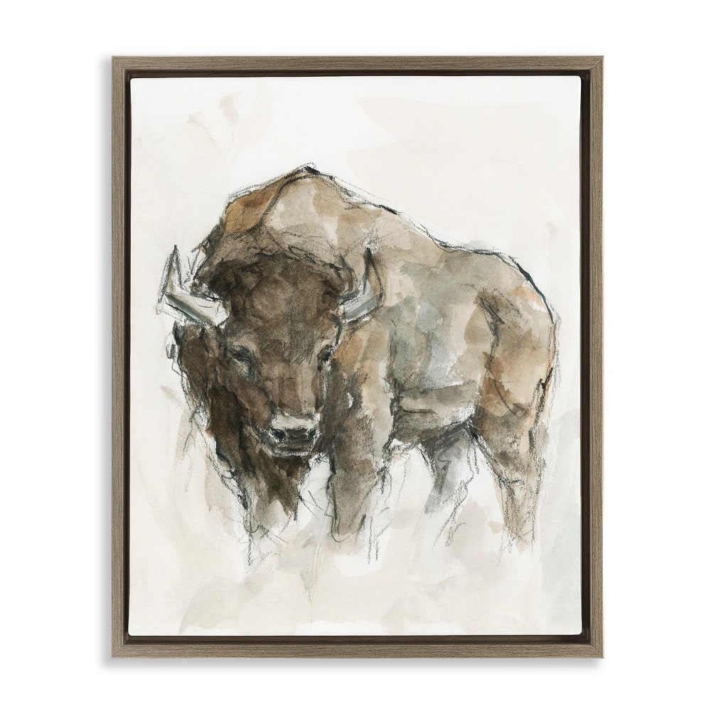 Stupell Western American Buffalo Brown Country Animal Floater Frame