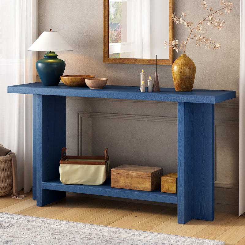 60'' Console Table Entryway Table with T Shaped Legs and Shelf
