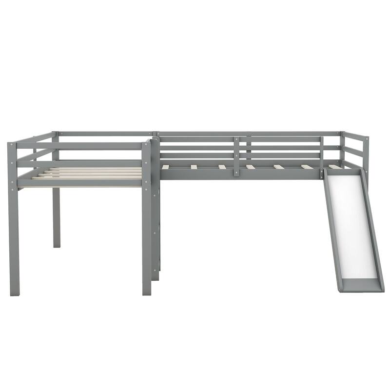 L-Shaped Twin Loft Bed with Ladder, Slide, and Space-Saving Design