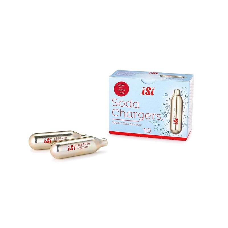 iSi North America CO2 Soda Siphon Chargers 10 Pack - 3.5" L x 1.2" W x 3.5" H - Gold