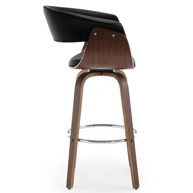 26"/29" Faux Leather Swivel Bar Stools, Wood Counter Stool