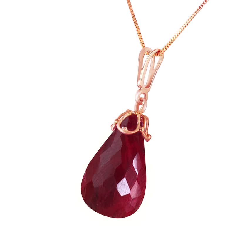 14.8 Carat 14K Solid Gold Elegant Necklace Briolette Natural Ruby