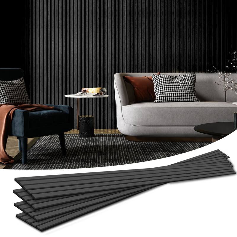 Art3d 7.9 x 94.5in Acoustic Wall Panels,Wood Slat Wall Panel for Wall and Ceiling,4pcs - Black