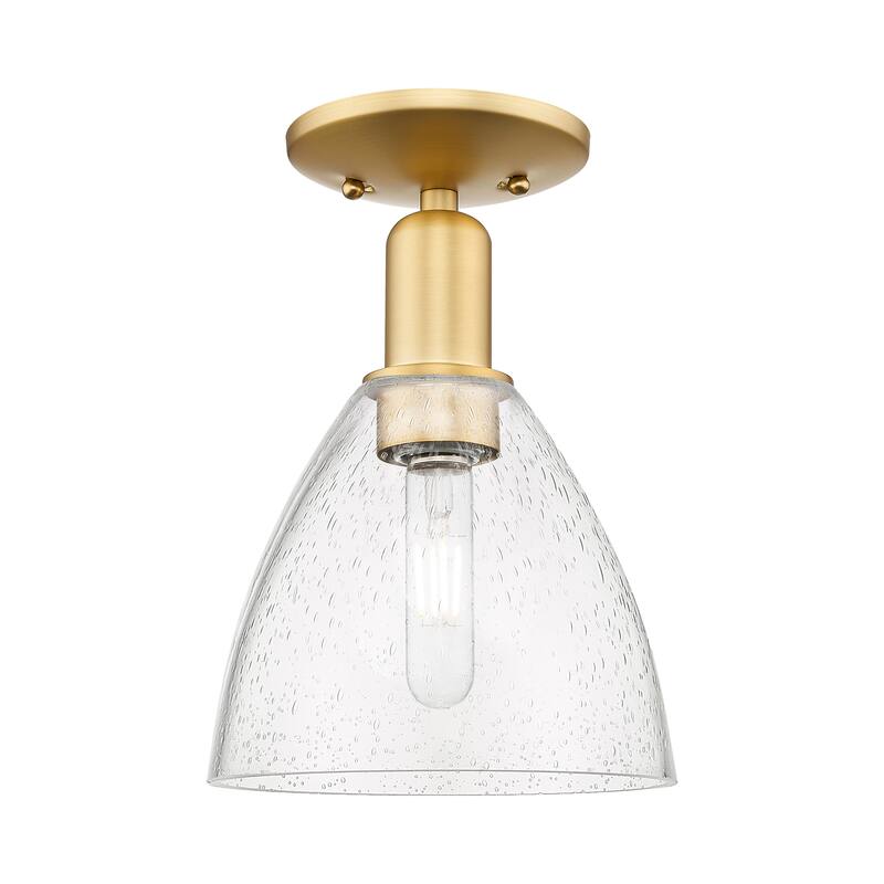 Innovations Lighting Endless Possibilities Arcadia - Bristol - 1 Light 8" Semi-Flush Mount - Satin Gold/Seedy
