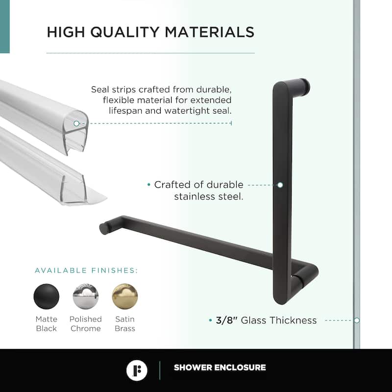Neo Angle, Acrylic Shower Base with Compatible Glass Frameless Shower Enclosure