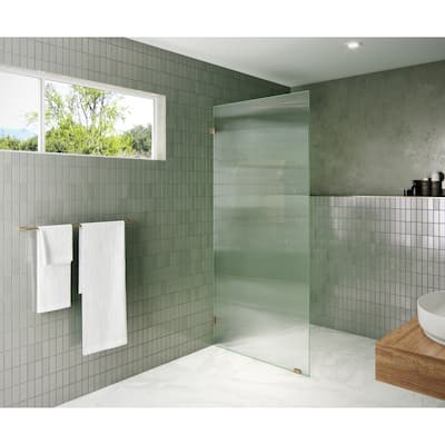 Glass Warehouse 36" x 78" Frameless Shower Door - Single Fixed Panel Fluted Frosted