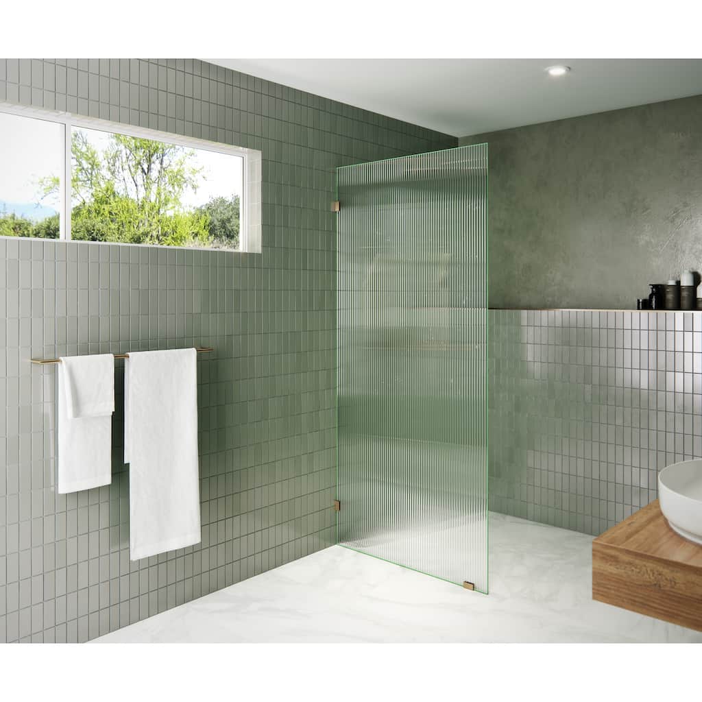 Glass Warehouse 36" x 78" Frameless Shower Door - Single Fixed Panel Fluted Frosted
