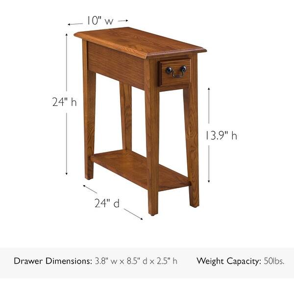 End Table with Storage Drawer and Display Shelf, Solid Wood, Medium Oak ...