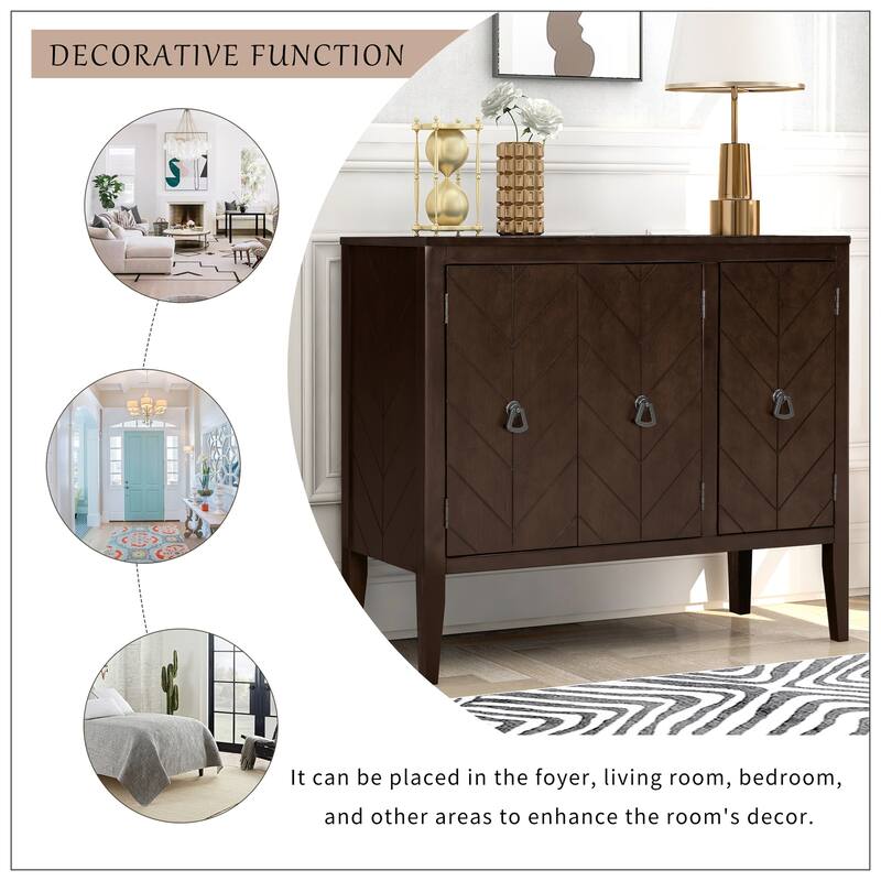 Adjustable Shelf Storage Sideboard with 3 Retro Metal Handles